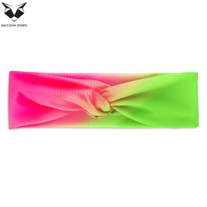Non-Slip Premium Gradient Pink & Neon Green Moisture-Wicking Breathable Performance Baseball <b>Headband</b> For Gym & Running - Product Image 5
