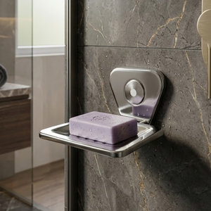 Porte-savon mural en acier inoxydable, finition chromée robuste, avec fentes de drainage, pour salle de bain et lavabo - Product Image 3
