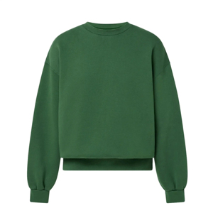 เสื้อสเวตเชิ้ตคอกลมโอเวอร์ไซส์ สีพื้น ผ้าฟลีซถัก สวมใส่สบายๆ สำหรับฤดูใบไม้ร่วง ทรงปกติ ใส่ได้ทั้งชายและหญิง สีเขียว - Product Image 1
