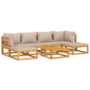 Ensemble de salon de jardin 100% polyester en bois d'acacia massif couleur taupe 100% polyester - Product Image 3