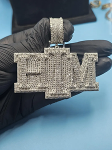 Name Pendant 925 Silver VVS Round Cut Moissanite Diamond Iced Out Luxury Unisex Custom Statement Jewelry <b>Charm</b> Pendant - Product Image 3
