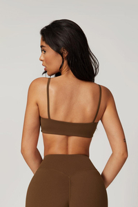 High Demand Brown Zoe Sports <b>Bra</b> 4 Way Stretch <b>Thin</b> <b>Straps</b> Breathable Quick Dry And High Impact Women's Gym Fitness Sports <b>Bra</b> - Product Image 3