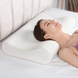 Almohada de cama de espuma viscoelástica de bambú ergonómica cervical ortopédica en forma de B, almohada de cuello de terapia portátil cómoda para dormir - Product Image 3