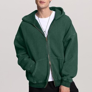 Nouvelle Arrivée Sweat à Capuche Zippé Vert pour Homme, Décontracté, Uni, à Manches Longues avec Poches, Style Streetwear Automne, ODM OEM - Product Image 3