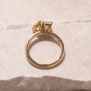 2.20CT <b>Two</b> <b>Stone</b> Yellow Pear And Radiant Diamond <b>Ring</b> 14K Gold Custom Jewelry Supplier - Product Image 3