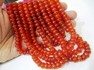 ลูกปัดพลอยคาร์เนเลียนทรงรอนเดลล์ธรรมชาติขนาด 8 มม. - Product Image 4