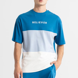 Conjunto de 2 piezas para hombre, camiseta informal de manga corta y pantalones cortos con cordón, estampado de verano, conjunto de camiseta de algodón tejido para hombre - Product Image 5