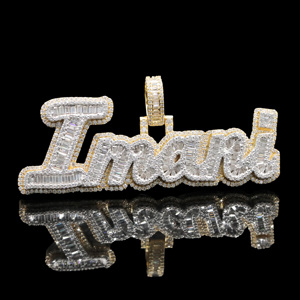 Custom VVS Diamond <b>Iced</b> <b>Out</b> Stainless Steel Pendant with Hip Hop Silver Plated Diamond <b>Chain</b> - Product Image 1