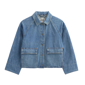 Top Trending Women's <b>Cropped</b> <b>Denim</b> <b>Jacket</b> Boxy Fit Organic Cotton Casual Fashion Outerwear Custom Private Label OEM Manufacturer - Product Image 5