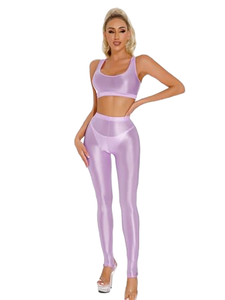 Ensemble de yoga taille haute sans coutures 3 pièces couleur unie, haut court, leggings longs, décolleté en V profond, bretelles spaghetti, respirant et élastique - Product Image 6