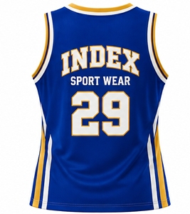 INDEX Camiseta de baloncesto para hombre, azul, cuello en V, sin mangas, número 29, ropa deportiva de malla transpirable - Product Image 2