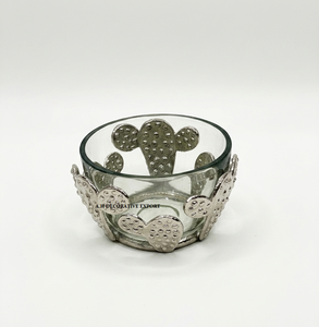 Tazón Decorativo de Vidrio de Lujo con Recubrimiento Metálico Plateado con Diseño de Cactus, Estilo Suroeste, para Dulces y Decoración del Hogar - Product Image 2