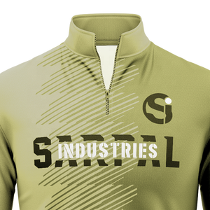 Sudadera de hombre con cremallera de 1/4, a rayas verde oliva y caqui, para entrenamiento de fútbol, top de chándal, jersey de manga larga, top de equipo - Product Image 4