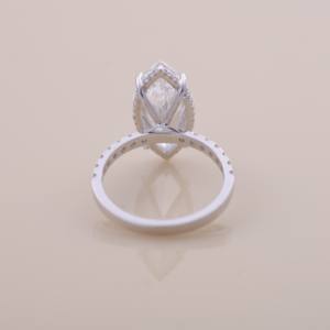 IGI Certified Marquise Cut Lab Grown Diamond Hidden Halo Engagement-Wedding Ring with Pavé Band in <b>Solid</b> 925 Sterling <b>Silver</b> - Product Image 4