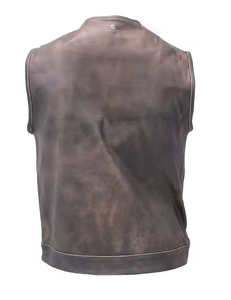 Men's Genuine <b>Leather</b> Vest <b>Sleeveless</b> Motorcycle Adults OEM Custom Wholesale Biker <b>Jacket</b> Vintage Premium Casual Outerwear 2026 - Product Image 5