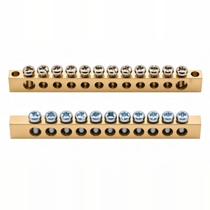 Barre omnibus en laiton assemblée par vis, multi-trous, barre neutre avec vis, nickelée, barre de terminaison pour panneau CW614N - Product Image 1