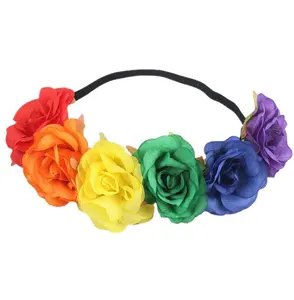 2024 mới lạ của phụ nữ Hawaii căng hoa hồng Headband hoa vương miện cho bữa tiệc vòng hoa