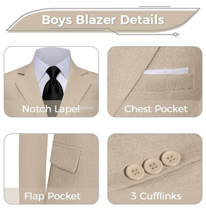 Veste Blazer Garçon à Revers Cranté en Tissu Tissé Coupe Slim – Uniformes Scolaires et Vestes Décontractées pour Enfants - Product Image 4