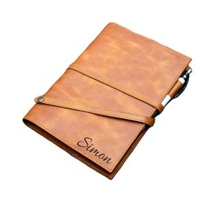 Diario de Cuero Personalizado A5, Cuaderno con Costuras Reforzadas, Tapa Blanda, Diario de Oración y Viajes, Regalo de Navidad o Graduación, con Correa y Cierre - Product Image 1