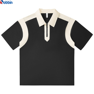 <span class=keywords><strong>Polo</strong></span> pour <span class=keywords><strong>homme</strong></span> à <span class=keywords><strong>manches</strong></span> <span class=keywords><strong>courtes</strong></span>, color-block, avec fermeture éclair, séchage rapide, tricoté, décontracté, <span class=keywords><strong>blanc</strong></span> et bleu marine, respirant - Product Image 2