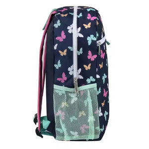 Butterfly Print Girls <b>Backpack</b> With Lunch Bag Softback Zipper Closure Lightweight Polyester School Use Cute Cartoon Pattern - Product Image 5