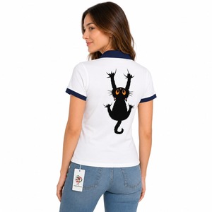 Camiseta Casual Corta Ligera y Transpirable Personalizada OEM para Damas, Diseño de Color Personalizado, Cuello en V, Ropa de Golf para Mujer - Product Image 6