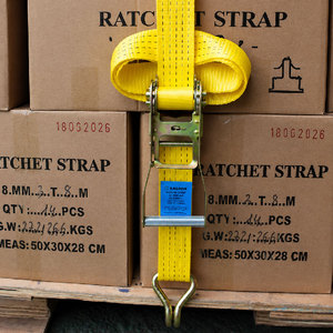 Correa de Amarre de Poliéster Amarillo de 50 mm con Gancho Doble J, Correa de Sujeción de Carga de Alta Resistencia, Longitud Personalizada, Resistencia al Rotura de 3000 kg - Product Image 3