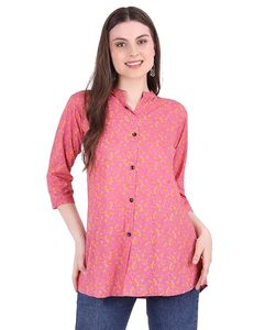 Chemise décontractée SAZU en coton et rayonne imprimée pour femme, coupe régulière, tissu léger et doux, boutonnée, haut imprimé tendance - Product Image 6