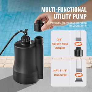 Pompe utilitaire haute performance 1/3 HP 2450 GPH avec tuyau PVC de 30 pieds de hauteur de refoulement et de 10 pieds de long, pompe submersible portable pour l'évacuation de l'eau - Product Image 4
