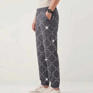 Fashion Forward Men <b>Trousers</b> With Rhinestone Stone Slim Fit Modern Casual Styling And Eye Catching Decorative Details - Product Image 2