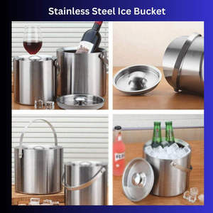 Seau à glace moderne en métal Lavie Creations LCa-462 (5L) pour refroidir le vin et servir les boissons - Product Image 5
