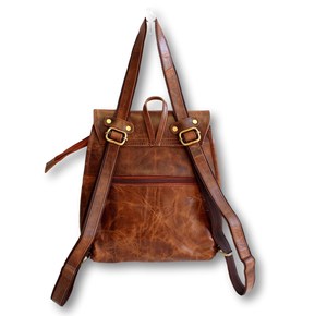 High Quality Custom Genuine Leather Mini Backpack Vintage Cowhide Leather Small Luggage <b>Bags</b> & Cases Wholesale LSBP-0053 - Product Image 4