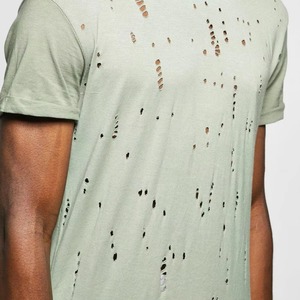 Camisetas Vintage con Lavado Ácido para Hombre, Costuras Invertidas Personalizadas, Desgastadas, con Cuello Grueso, Dobladillo Cuadrado, 100% Algodón - Product Image 5