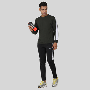 Pantalon de survêtement sport bleu quatre directions avec bande latérale, logo personnalisable, impression HD, délavage coloré, 100 % polyester, séchage rapide, tailles homme M/L/XL - Product Image 3