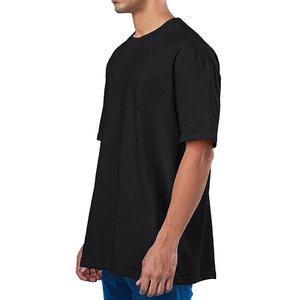 เสื้อยืดสีดำทรงโอเวอร์ไซส์สำหรับผู้ชาย แบบคอตตอน ไหล่ตก  รับผลิตเสื้อยืดเปล่าแบบ OEM ODM แบรนด์ส่วนตัว โรงงานผลิตเสื้อผ้า - Product Image 3