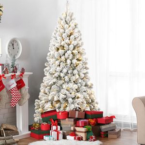 Albero di Natale innevato preilluminato da 2,1 m con 1.064 punte in filo di alluminio, perfettamente soffiato e sagomato, 400 luci calde - Product Image 2