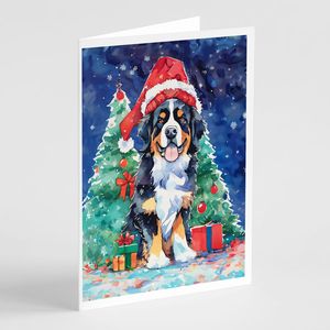 Chien de montagne bernois fantaisiste A7 Cartes de voeux de Noël Lot de 8 cartes vierges avec enveloppes Taille 5x7 - Product Image 1