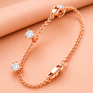 Delicada Pulsera de Cadena con Diamantes para Mujer, Minimalista, en Oro, Plata y Oro Rosa, Joyería de Lujo, Regalo - Product Image 1
