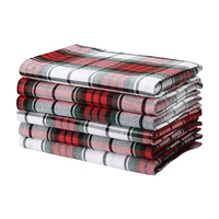 Serviette de table jetable carrée en lin 100% rouge et blanc à carreaux, faite à la main, pour la salle à manger et la cuisine