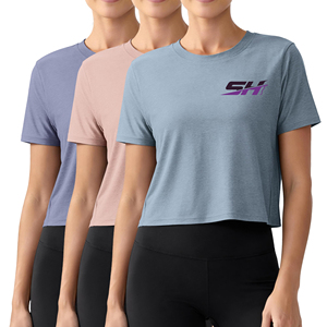 Camisetas cortas de verano hechas a medida, estilo casual con hombros caídos, tops cortos para mujer a bajo precio. - Product Image 4