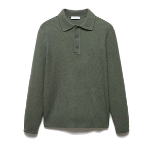 Polo à manches longues pour homme, coupe ajustée, couleur unie, patte de boutonnage, tissu extensible doux, respirant, léger, décontracté, pour tous les jours - Product Image 4
