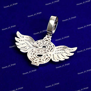 Colgante de Plata de Ley 925 con Diamantes de Moissanita, Diseño de Signo de Dólar Alado, Colgante de Lujo con Alas para Unisex - Product Image 2