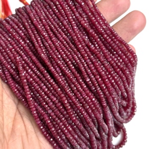 Perles de rubis Longido naturelles facettées en forme de rondelle 3MM, perles de pierres précieuses de qualité supérieure pour la fabrication de bijoux, vente en gros de perles de rubis authentiques - Product Image 5