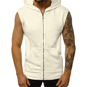 Nouveaux sweats à capuche sans manches brodés avec logo, style décontracté pour la gym, l'entraînement, le sport, avec fermeture éclair - Product Image 1