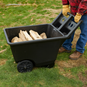 Chariot de jardin robuste en plastique avec roues et poignée de traction, chariot utilitaire pour le jardinage et le transport de bois de chauffage, OEM Vietnam ODGGAD003 - Product Image 3