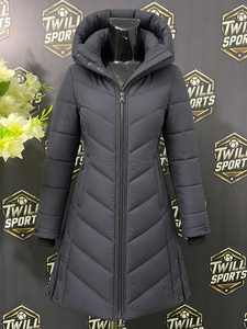 Women Long Woven Quilted Hooded Winter Jacket Full Sleeve Thick Polyester Wadding Parka Outerwear - Product Image 4