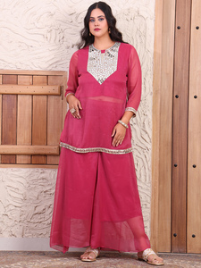 DEEBACO Women's Casual Solid Pure Shimmer Ankle Length Tunic Sharara Cord Set Breathable Fashion <b>Jumpsuit</b> Western Dress - Product Image 6