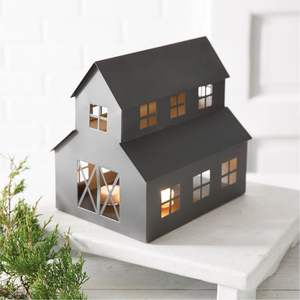 Galvanized Metal House Candle Holder Modern Zinc Tealight <b>Lantern</b> <b>Set</b> Indoor Outdoor Home Decor Christmas Tabletop Ornament - Product Image 5