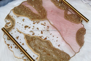 Plateau en résine plaqué artisanal plateau de service ensemble de sous-verres en bois de haute qualité personnalisé maison Restaurant occasions de nourriture indienne - Product Image 5