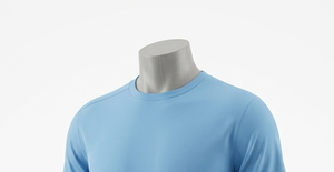 Men's <b>Light</b> Blue Moisture Wicking T-Shirt Crew Neck Short Sleeve Solid Color Polyester Summer Wear Regular Fit - Product Image 5